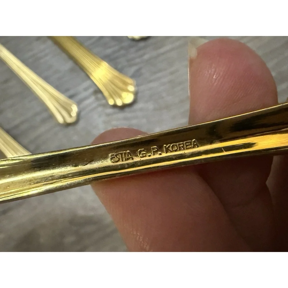 Estia Korea EP Gold Plated Flatware Serving Lot Of 11 Vintage 1980's
